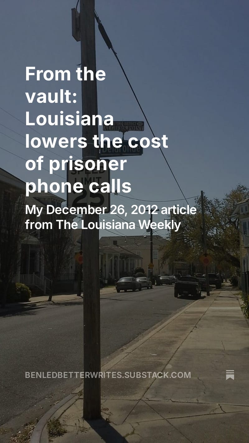 From the vault: Louisiana lowers the cost of prisoner phone calls