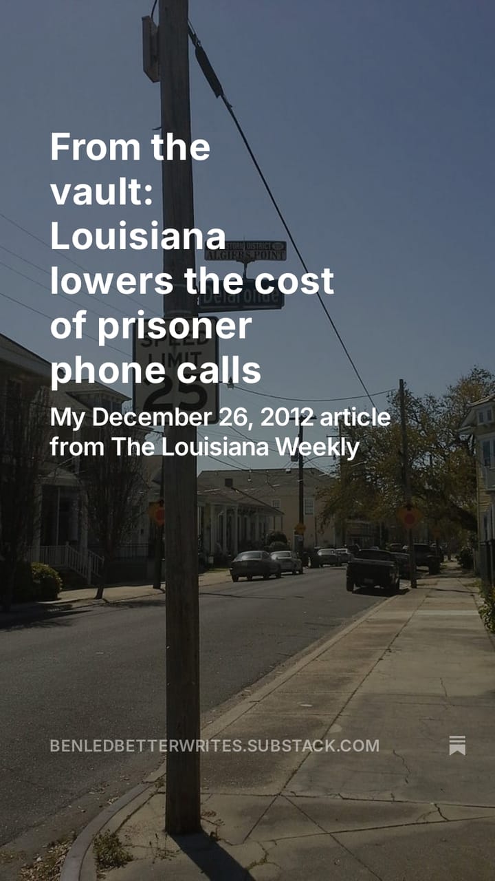 From the vault: Louisiana lowers the cost of prisoner phone calls